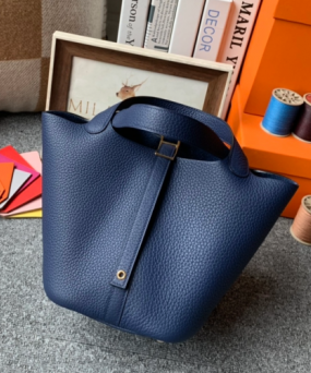 에르메스 피코탄18 블루드프루쎄 금장 끌레망스 가죽